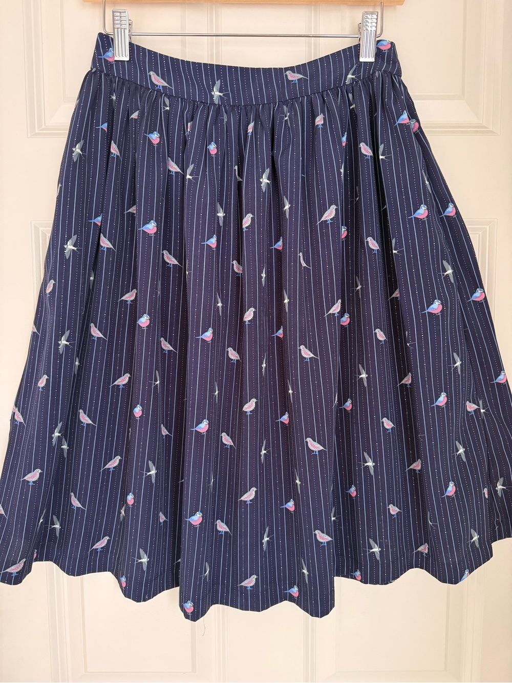 Frock Shop- Navy and Pink Bird-Print Circle Skirt